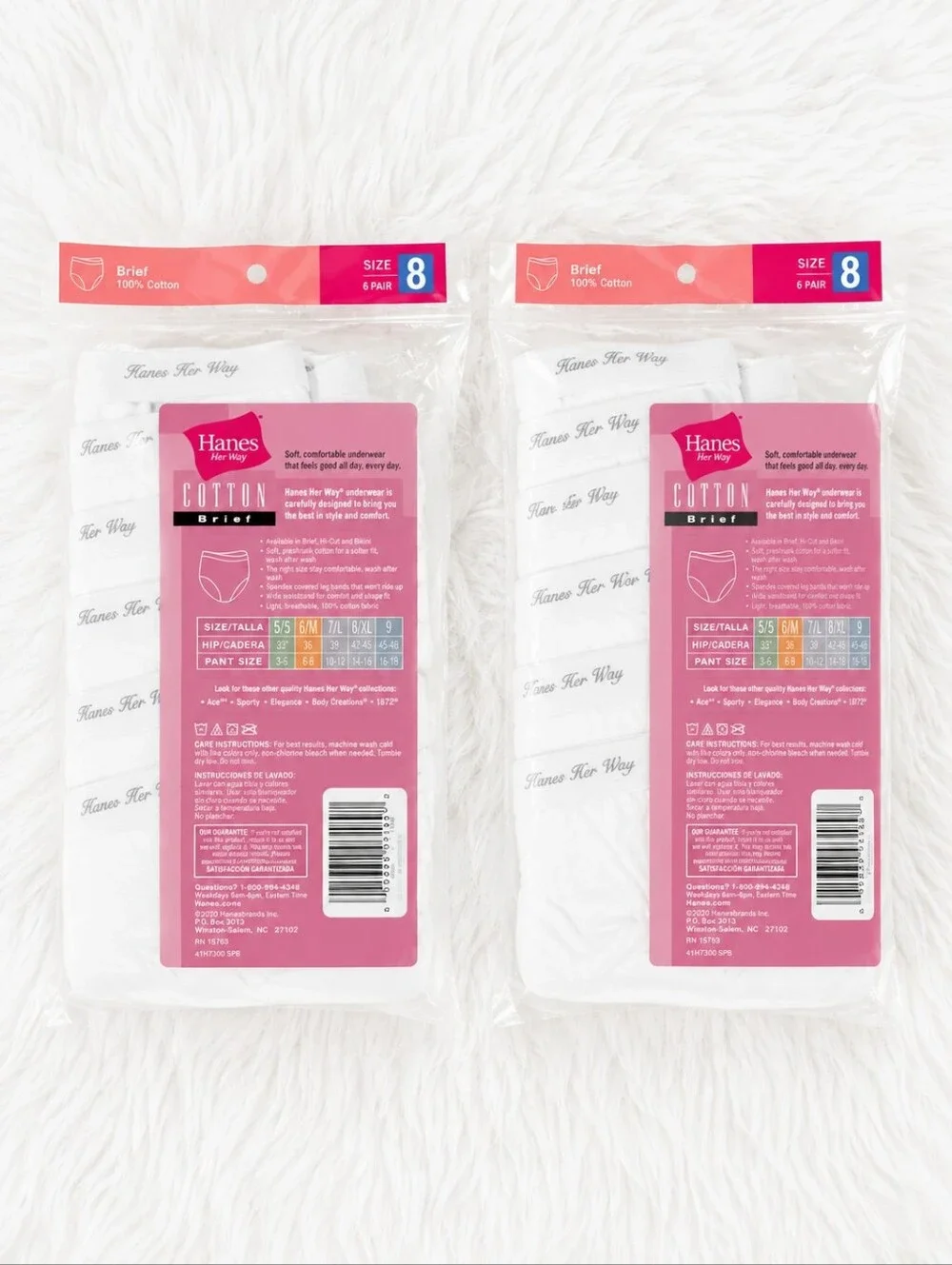 Vintage Hanes Her Way 100% Cotton White Briefs Underwear New In Package 2 Packs